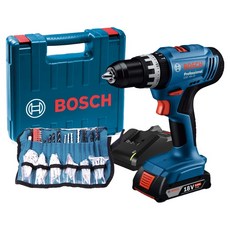 보쉬 18V 임팩 해머 전동드릴 + 2.0Ah 배터리 + 액세서리 100p 세트 GSB 18V-25, 1세트