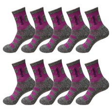 가파치 여성용 두꺼운 스포츠 이중바닥 작업 양말, 퍼플, 10개