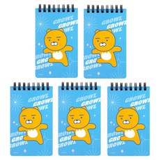 KAKAO FRIENDS Vivid 上翻式線圈便條單字本 口袋迷你筆記本, 萊恩, 5個