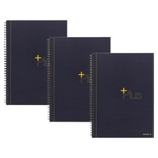 더블에이 플러스 좌철노트 A5, 네이비, 3개