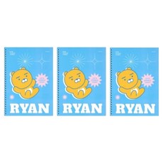 카카오프렌즈 비비드 신학기 얇은 스프링 무지 무선 연습장 B5, 라이언, 3개