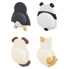 온트리 문쾅방지 실리콘 도어쿠션 4종 세트, 펭귄, 판다, 강아지, 고양이, 1세트