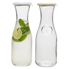 헥사 실리콘 카라페 유리물병 1L x 2종 세트, 반투명 + 피넛, 1세트