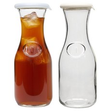 헥사 실리콘 카라페 유리물병 500ml x 2종 세트, 반투명 + 피넛, 1세트
