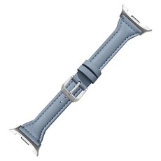 젤리타이거 스마트워치 슬림 가죽 밴드 스트랩 40 / 44 / 46mm, 밀키블루, 1개