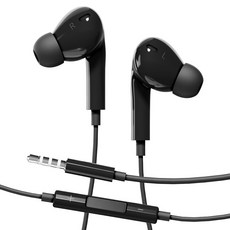 누아트 스테레오 이어팟 커널형 유선 이어폰 3.5mm, 블랙