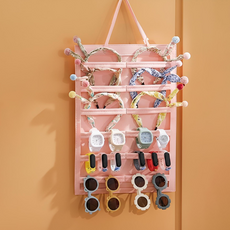 SokSokChaeum 毛氈壁掛式包包髮夾壁掛收納架 橫式 Free, 粉紅色, 1個