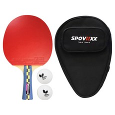 Butterfly 碳纖維桌球拍 + 2顆桌球 + Spovix 球拍套組, 1套, NAKAMAS4_SPCBK