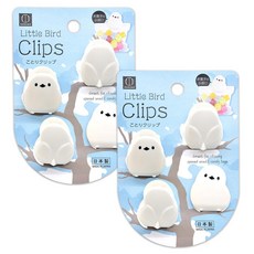 KOKUBO 小久保 廚房密封Little Bird夾 2種 x 2入組, 白色, 2套