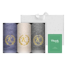 Songwol 松月 Kaiser 洗臉毛巾 160g x 3入 40支精梳棉 + 牛皮紙盒 + 感謝貼紙組, 隨機出貨, 1套