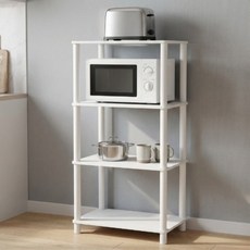 오브민 LPM 다용도 조립식 수납 진열 전자레인지 선반, 화이트, 4단