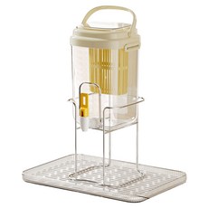 SUNORO 家用冰箱適用帶龍頭冷水壺 冷泡壺儲水桶, 檸檬黃色, 2L, 1個