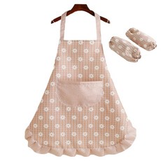 코이드림 멀티 주방 가정 앞치마 + 토시 세트, 오렌지 플라워, 1세트