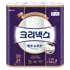 크리넥스 3겹 데코 앤 소프트 천연펄프 화장지, 34m, 24개입, 1개