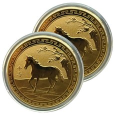 Mungudam 12生肖招財風水象徵錢幣造型室內裝飾品, 馬, 2個