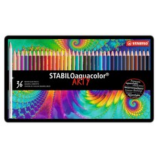 STABILO 思筆樂 AquaColor 36色水性色鉛筆 + 金屬盒套組, 1套