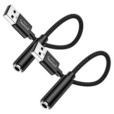 마하링크 USB A to 3.5mm 4극 스테레오 변환젠더 사운드카드, 2개, ML-UAUX2