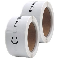 Inp Thank You 捲筒長方形貼紙 2.5 x 7.6 cm 120入 SYF-122, 2個, 白色微笑