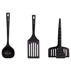 Valgobia 烹飪工具3件組, 黑色, 1套, 鍋鏟 + 湯勺 + 煎餅夾