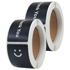 아이엔피 땡큐 롤 직사각 스티커 2.5 x 7.6 cm 120p SYF-123, 2개, 블랙스마일