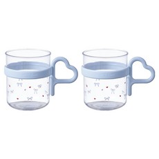 mondeuseupat 透明蝴蝶結愛心浴室漱口杯 單一尺寸 YY58128, 藍色, 2個