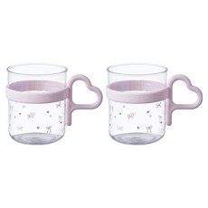 mondeuseupat 透明蝴蝶結愛心浴室漱口杯 單一尺寸 YY58128, 粉紅色, 2個