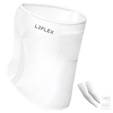 LEFLEX 圓形網眼口罩 + 無縫袖套 2件組, 白色, 1套