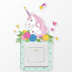 쏙쏙채움 스위치 소켓 장식커버 3d 벽스티커 유니콘 D, 혼합색상