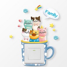 쏙쏙채움 스위치 소켓 장식커버 3d 벽스티커 고양이B, 혼합색상