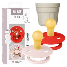 BIBS 컬러 무민 고무 쪽쪽이 2종 + 전용캡 세트, 2단계, 캔디애플, 페탈 (쪽쪽이), 1세트
