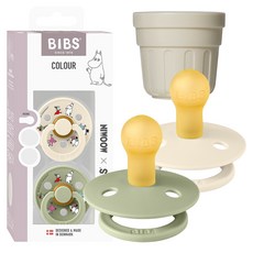 BIBS 컬러 무민 고무 쪽쪽이 2종 + 전용캡 세트, 1단계, 아이보리, 세이지 (쪽쪽이), 1세트