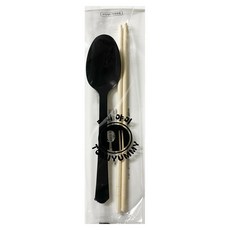 Tomi Yami 一次性大湯匙 100入 + 竹筷 100入 組 黑色, 1套