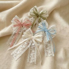 Kids Day 蕾絲蝴蝶結髮夾4件組