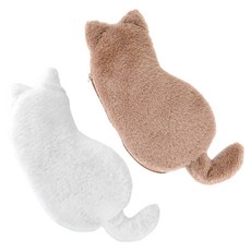 모나코올리브 쓰다듬고 싶은 뒷태냥 필통 2종 세트, 화이트, 브라운, 1세트