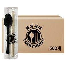 Tomiyami 一次性大湯匙 黑色 + 竹筷 500雙組, 1套