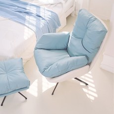 프롬홈 슬라임 1인용 쇼파 + 반달 쿠션1p + 스툴 세트 방문설치, 블루, 1개