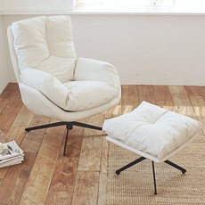 프롬홈 슬라임 1인용 쇼파 + 반달 쿠션1p + 스툴 세트 방문설치, 화이트, 1개