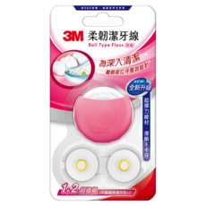 3M RTF2 柔韌潔牙線 馬卡龍造型 + 補充裝 2個 甜桃粉, 30m, 3個裝, 1組