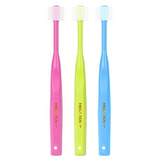 MEGA TEN 360 幼兒牙刷3件組 第1階段 6段 一般型, 藍色, 萊姆綠, 亮粉色, 1套
