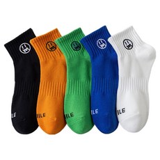 Iple 時尚日常運動襪 5雙組, 黑色, 白色, 藍色, 綠色, 橘色, 1套
