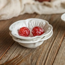 다파랑 유럽풍 빈티지 로즈 세라믹 소스 디저트볼 HJ1270, 화이트, 2개