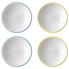 sosomoso 月兔小碟子 2款 x 2入 禮盒組, 黃色, 藍色, 1套, 小碟子 黃色 2入 + 藍色 2入