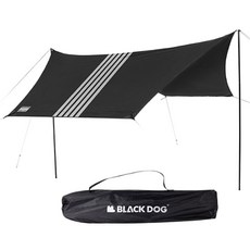 BLACKDOG 스트라이프 원터치 2인 캠핑 텐트 확장 타프 BD021, 블랙