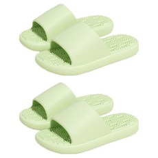 Block Mart 浴室多孔瀝水指壓拖鞋, 2個, 綠色