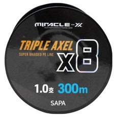 SAPA Miracle Triple Axel 8股編織釣魚線 1號, 黑色, 1個