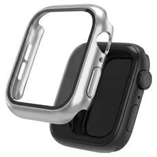 워치스탠다드 스마트워치 강화유리 일체형 풀커버 케이스, 실버, 1개