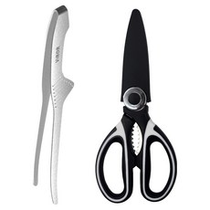 비로르 304 스텐 요리 핀셋 주방 고기 집게 + 스텐 주방 고기 요리 가위 세트, 혼합, 1개