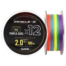 SAPA Triple Axel 12股編織 5色 釣魚線 2號, 混合色, 1個