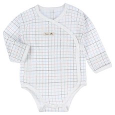 오가닉붐 신생아용 공룡줄무늬 매쉬 스냅 배냇 긴소 바디슈트