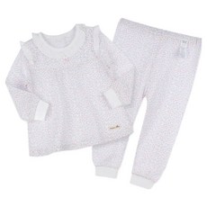 Organic Boom 新生兒碎花網眼夏季長袖內衣上下套裝